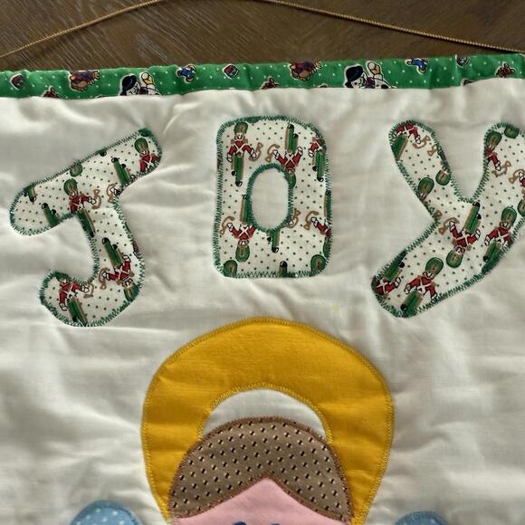Christmas Angel Wallhanging Handmade Quilted 14.5” X 18.25” JOY - Picture 3 of 6